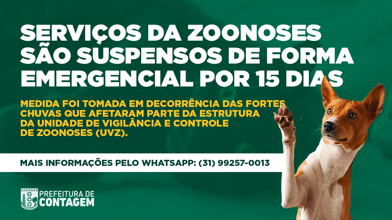 Serviços da Zoonoses são suspensos de forma emergencial por 15 dias