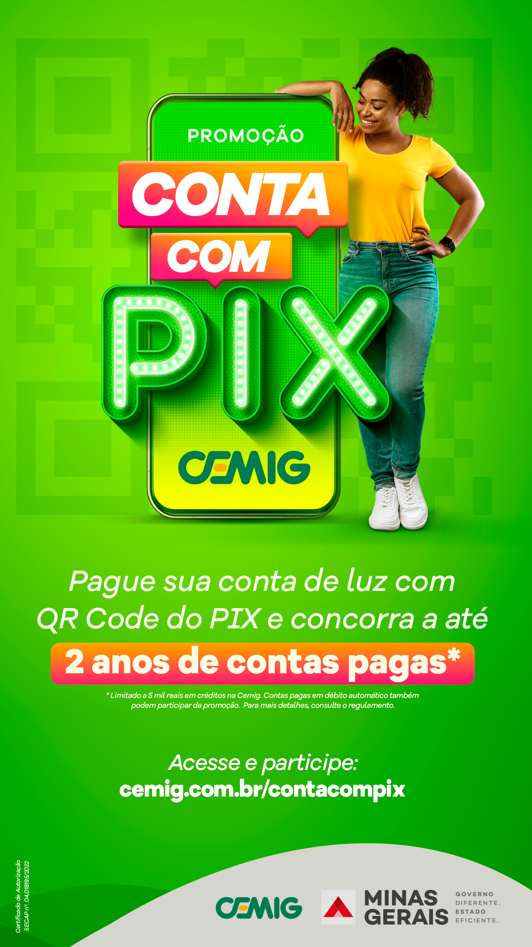 Conta com PIX: Cemig lança promoção e clientes podem ganhar até dois anos de faturas pagas