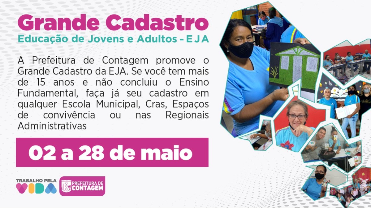 Grande Cadastro da EJA mobiliza contagenses acima dos 15 anos que ainda não completaram o Ensino Fundamental