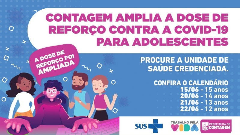 Contagem amplia a dose de reforço contra Covid-19 para adolescentes de modo escalonado