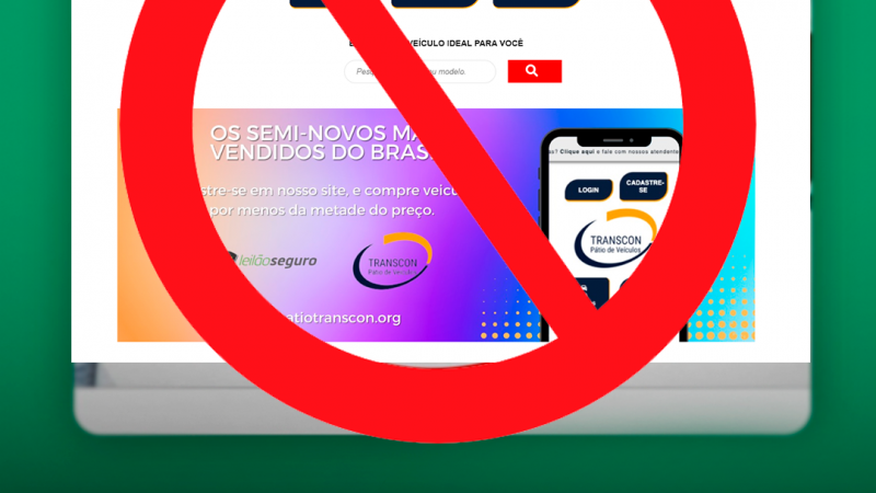 TransCon alerta para site falso de leilões de veículos