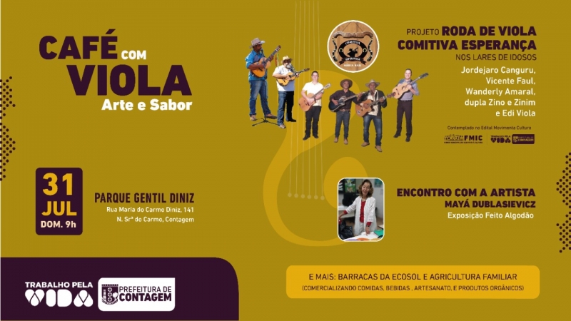 “Café com Viola” movimenta o parque Gentil Diniz neste domingo (31/7). Moda de viola e exposição