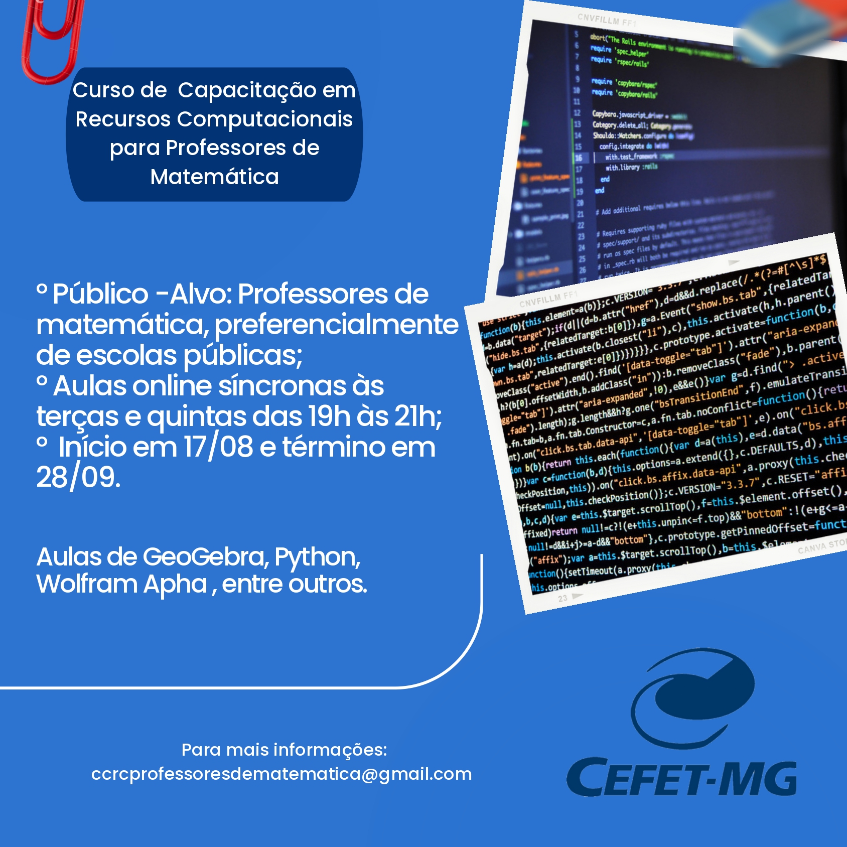 CEFET-MG oferece curso gratuito de capacitação para professores de Matemática