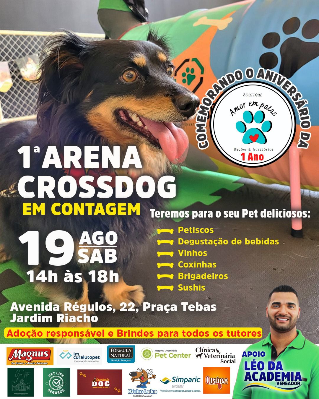 Vereador Léo da Academia convida: 1ª ARENA CROSSDOG EM CONTAGEM