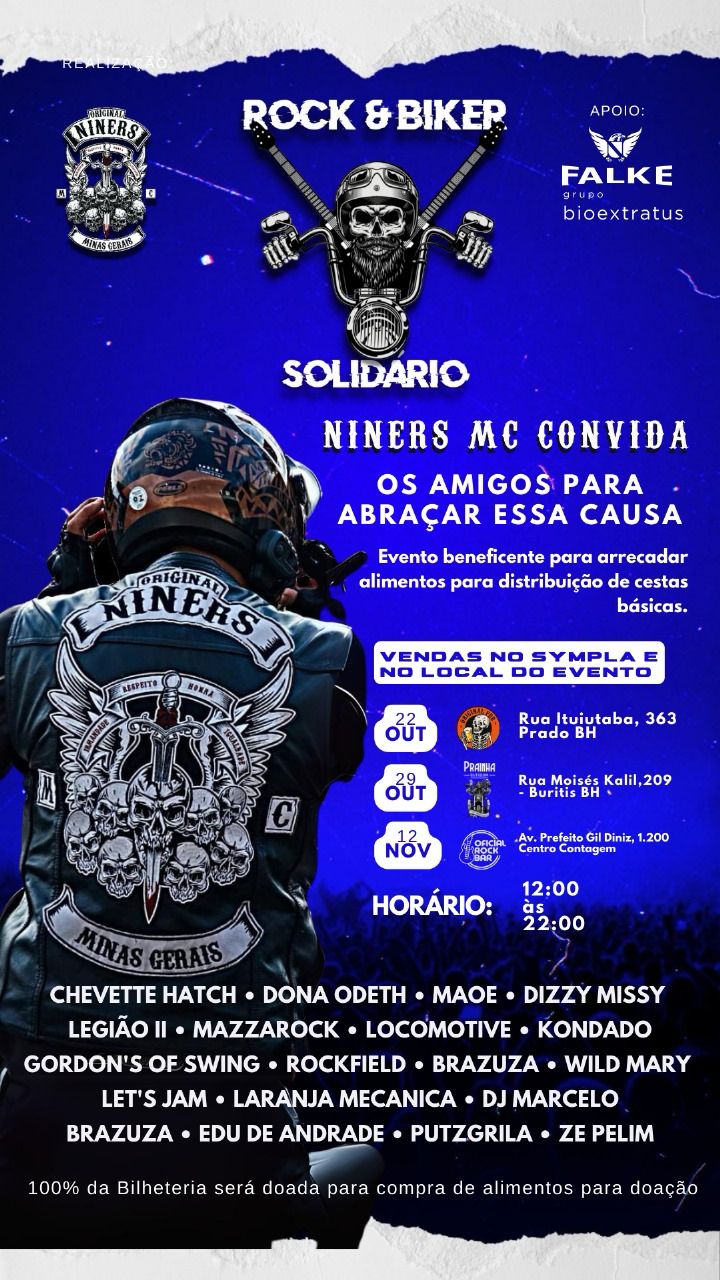 Rock & Biker Solidário: com 15 bandas, três bares e 12 horas de muita música