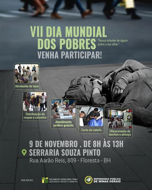‘VII Dia Mundial dos Pobres’: DPMG, Arquidiocese e Vicariato celebram, com atendimentos e ação social em Belo Horizonte