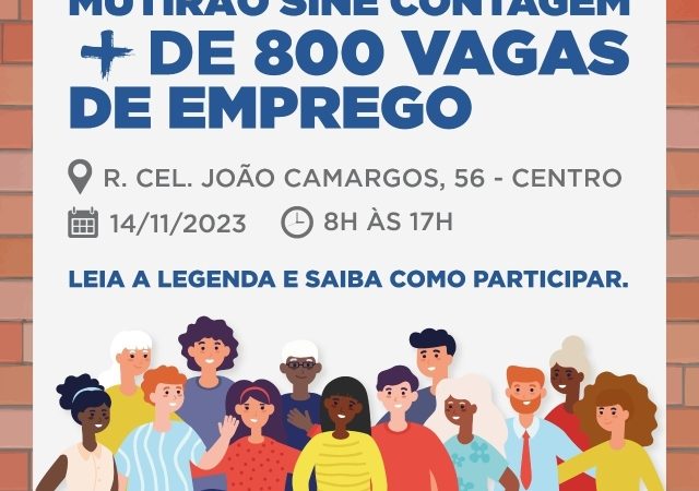 “Mutirão de Empregos”, presencial, no Sine Contagem, terça (14/11), das 8h às 17h.