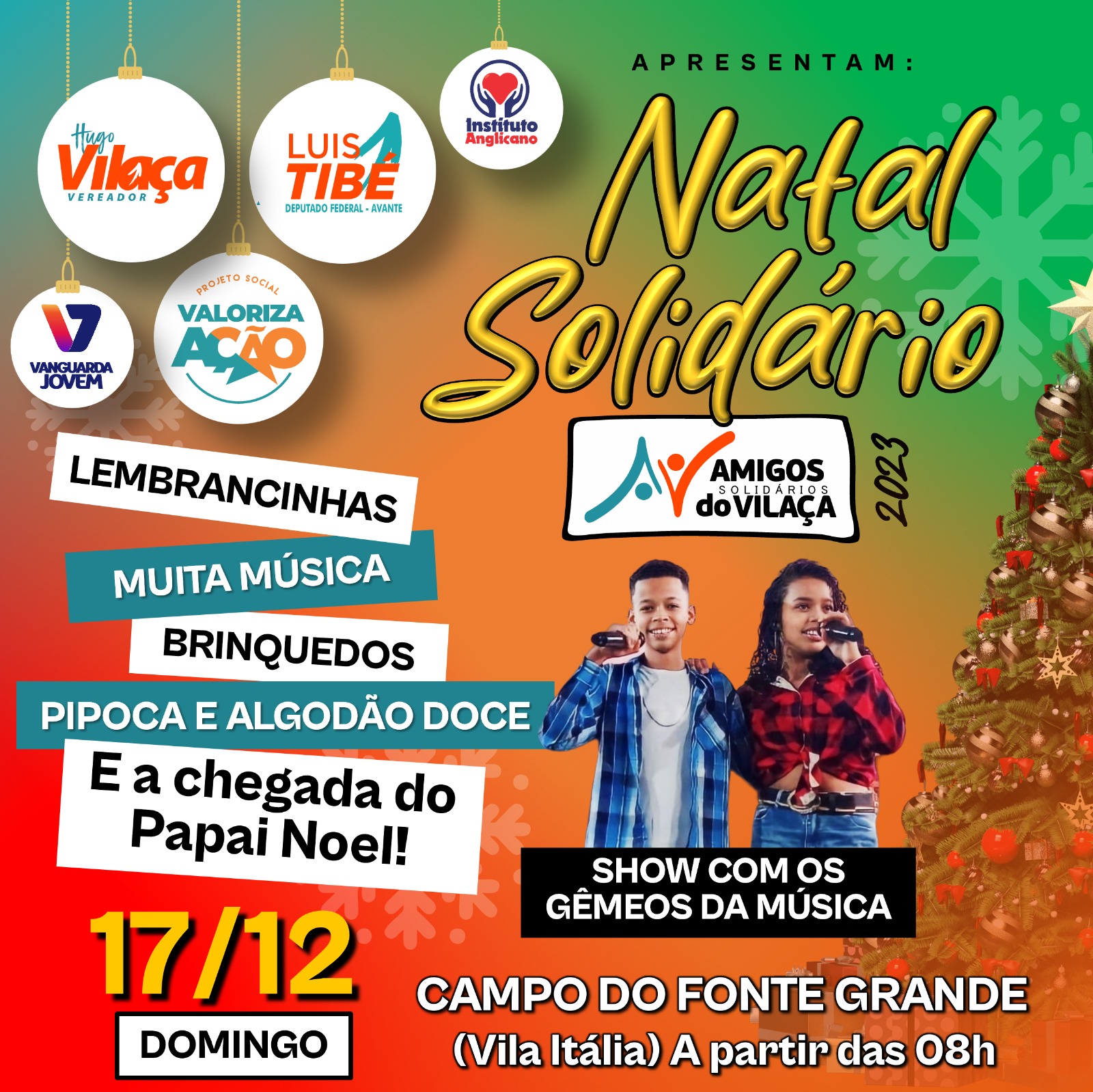 Natal Solidário Amigos do Vilaça na Vila Itália é domingo (17/12)