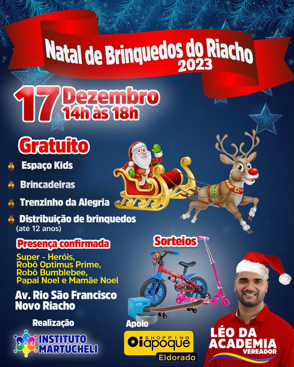 Vereador Léo da Academia promove Natal de Brinquedos do Riacho 2023