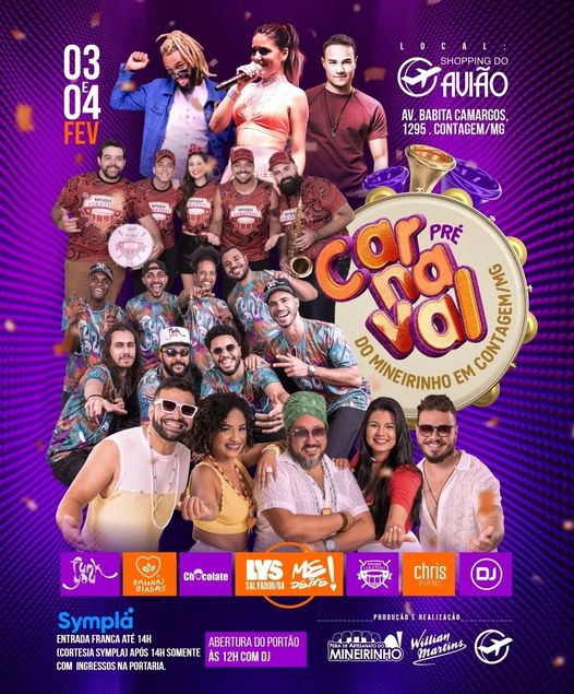 Pré-Carnaval do Mineirinho vai agitar Contagem! Terá Baianas Ozadas, Funk You, Lys (BA) e Me Deixe, Batuque Coletivo e muito mais