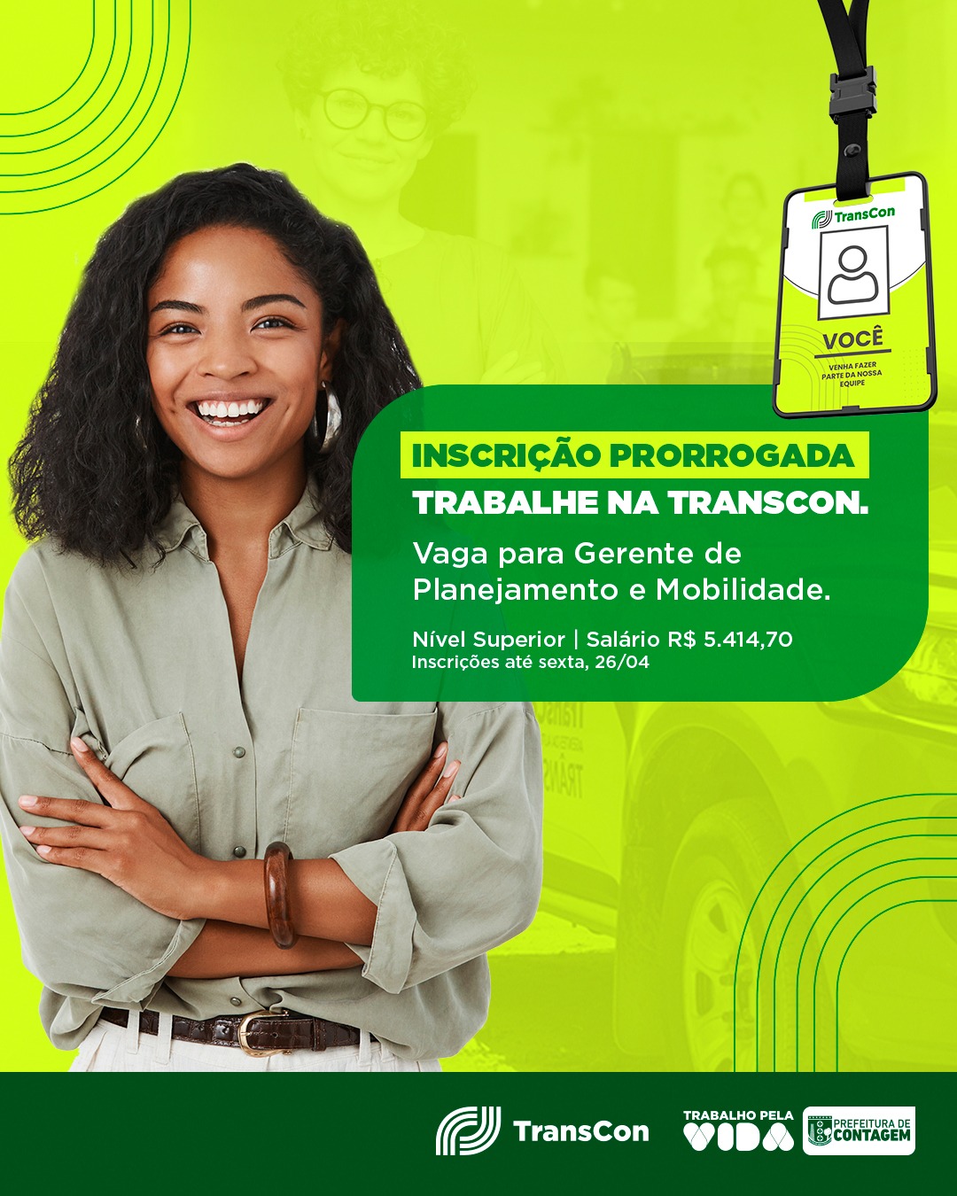 Transcon prorroga inscrição para o cargo de Gerente de Planejamento para Mobilidade