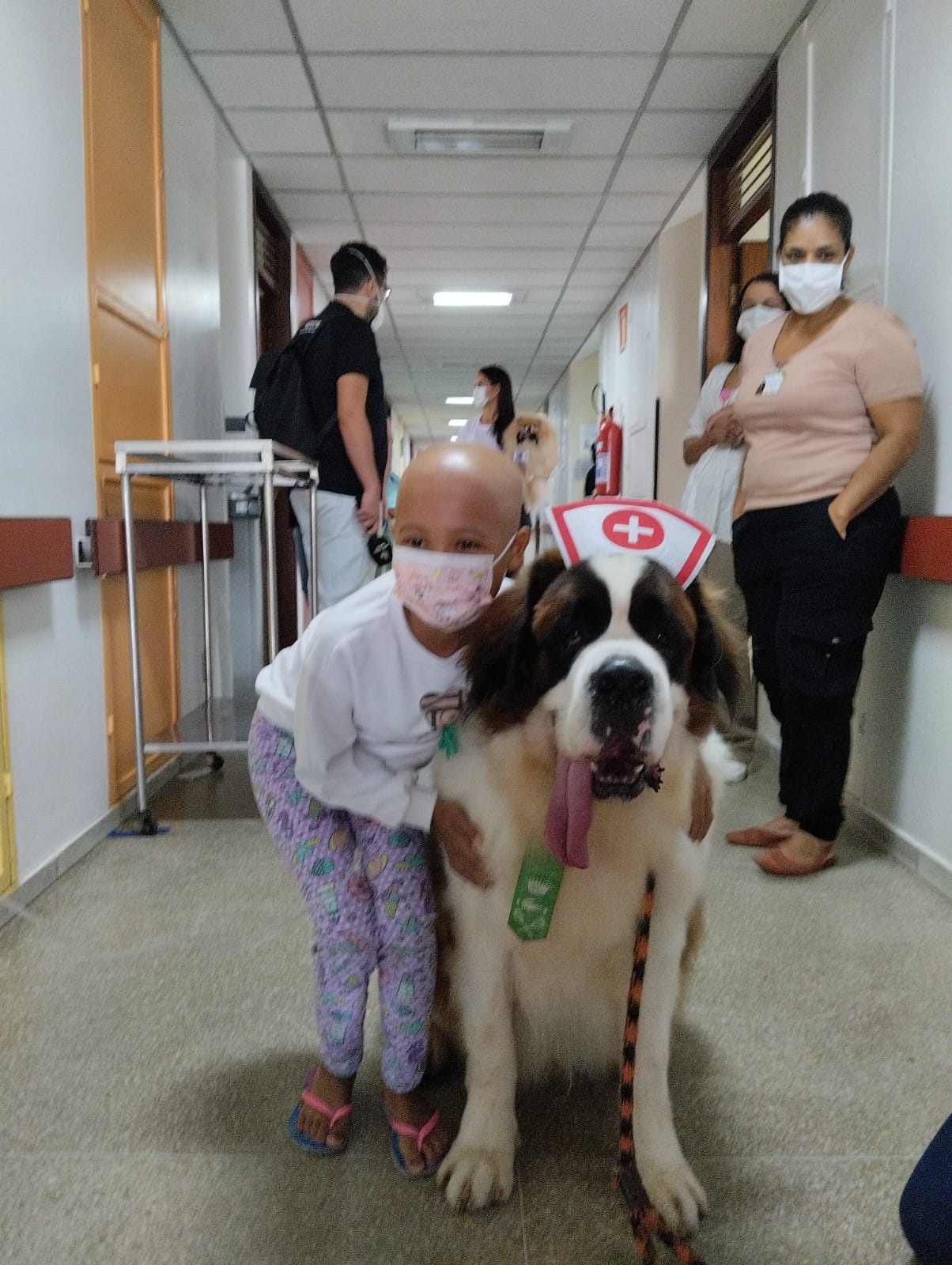 Projeto Amigo pra Cachorro leva ao HC-UFMG o cão terapeuta Hulk e o Galo Doido, mascote do Atlético Mineiro