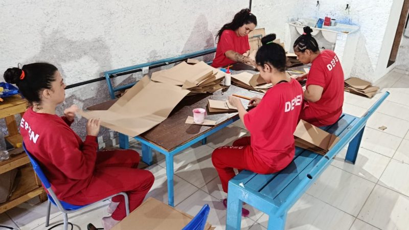 Papel reciclado vira sacolas pelas mãos de um grupo de mulheres que cumpre pena em unidade prisional de Juiz de Fora