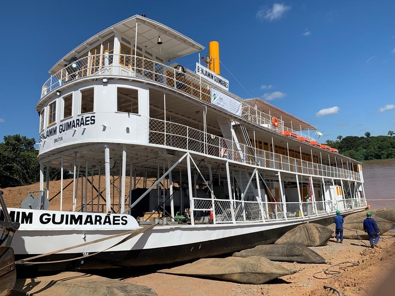 Eletrobras avança na restauração do Vapor Benjamim Guimarães, no Rio São Francisco, em Minas Gerais
