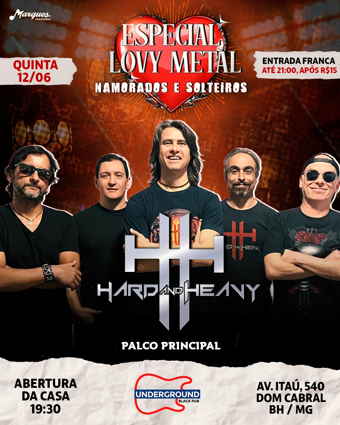 Especial “Lovy Metal” celebra o Dia dos Namorados com muito rock no Underground Black Pub