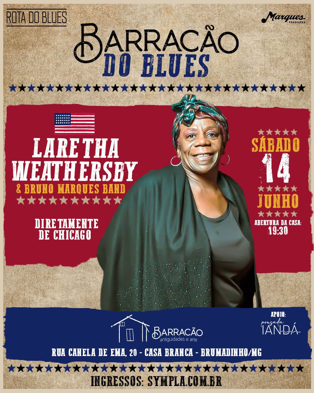 BARRACÃO DO BLUES RECEBE SHOW INTERNACIONAL COM LARETHA WEATHERSBY & BRUNO MARQUES BAND