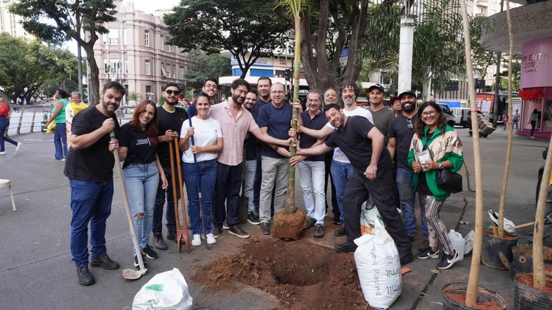 CDL/BH promove plantio de árvores no hipercentro de BH em ação voluntária para requalificação urbana