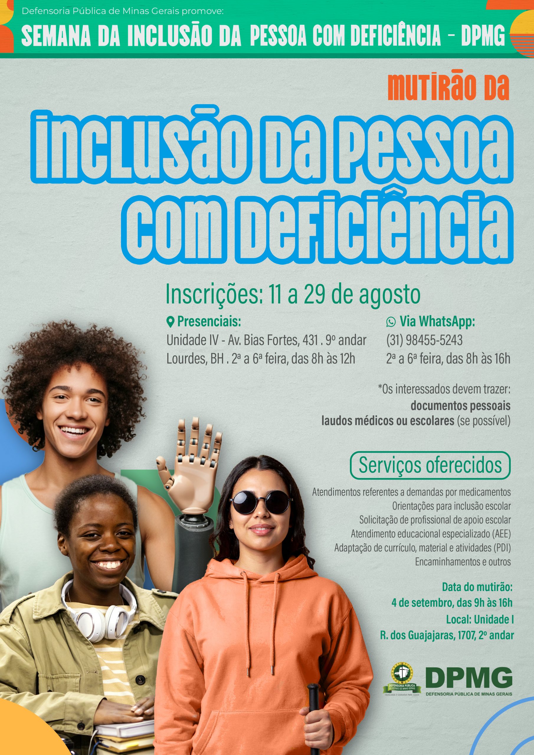 Defensoria Pública de Minas Gerais abre inscrições para Mutirão de Atendimento para Pessoas com Deficiência