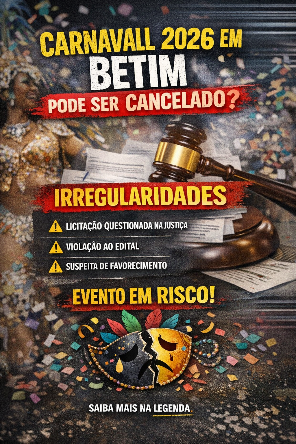 Betim pode ter Carnaval 2026 cancelado após questionamentos judiciais sobre irregularidades em chamamento público