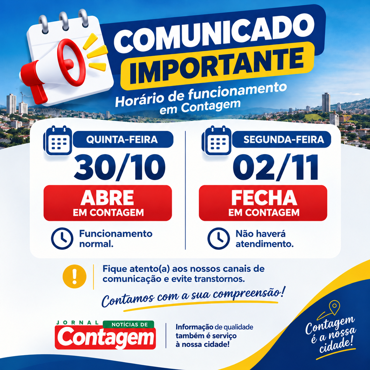 Abre e Fecha: confira o funcionamento nesta sexta (30/10) e segunda (2/11)